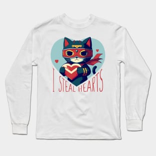 CAT SUPERHERO WITH HEART Long Sleeve T-Shirt